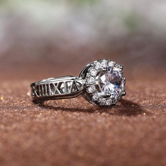 😍14K WHITE GOLD DAINTY 💎DIAMOND FASHION ANILLOS HOLLOW BAND RING, L125 - Picture 3 of 12